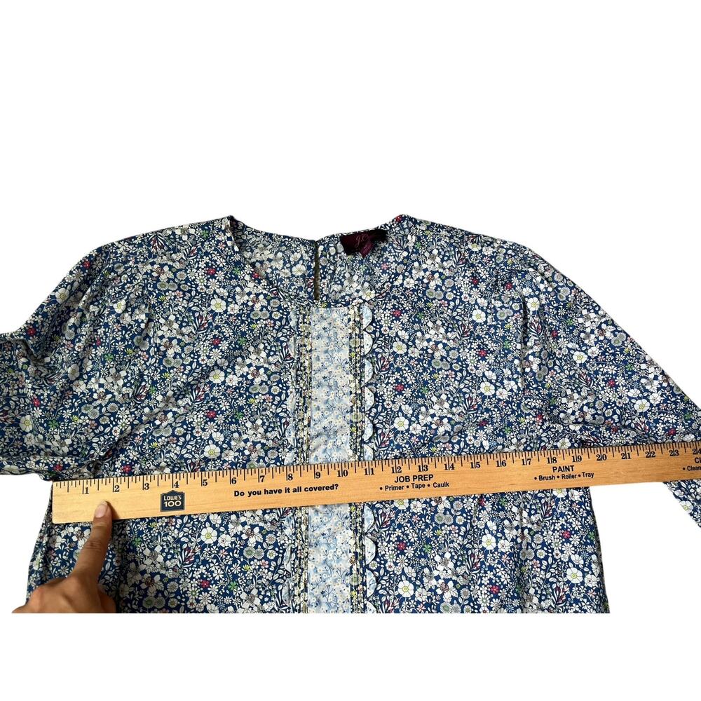 J. Crew Scalloped Cotton Poplin Blouse Shirt Mixed Liberty Prints Floral Medium - Picture 10 of 12